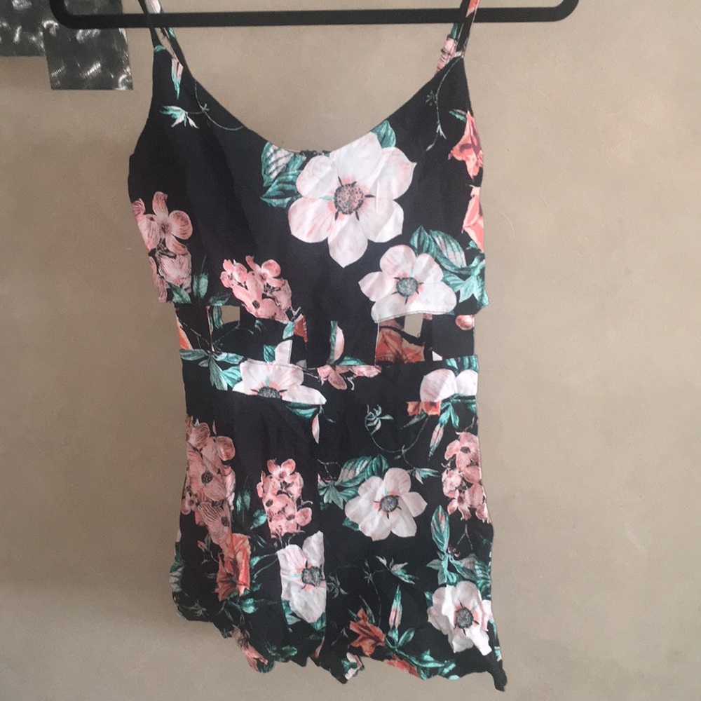 Floral cutout romper